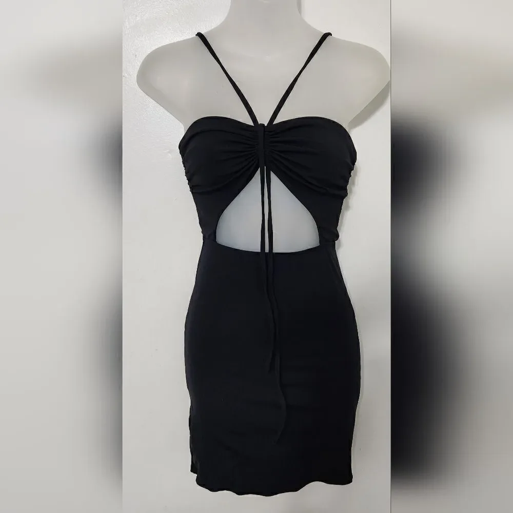 Maaji Black Cut Out Bodycon Mini Dress MEDIUM Kristin Coconutgirl Beach Club